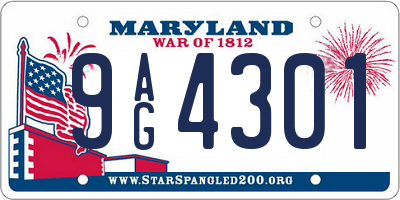 MD license plate 9AG4301