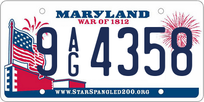 MD license plate 9AG4358
