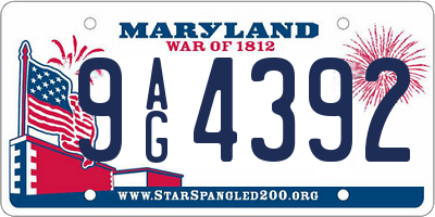 MD license plate 9AG4392