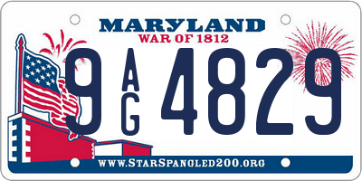 MD license plate 9AG4829