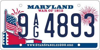 MD license plate 9AG4893