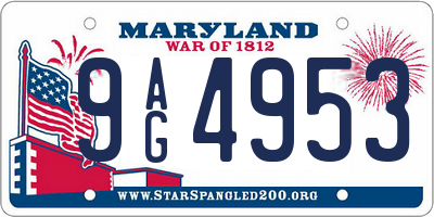 MD license plate 9AG4953