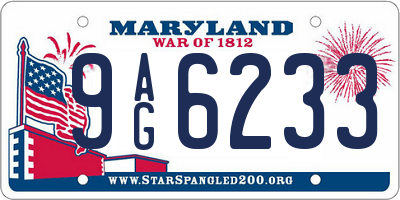 MD license plate 9AG6233