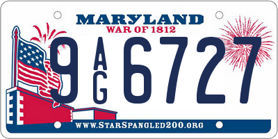 MD license plate 9AG6727