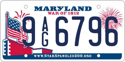 MD license plate 9AG6796