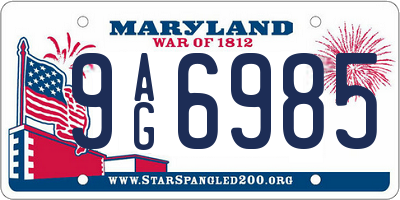 MD license plate 9AG6985