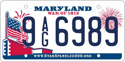 MD license plate 9AG6989