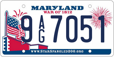 MD license plate 9AG7051