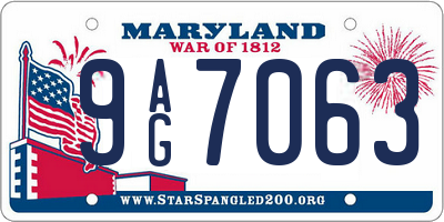 MD license plate 9AG7063