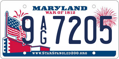 MD license plate 9AG7205