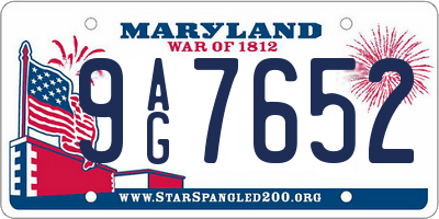 MD license plate 9AG7652