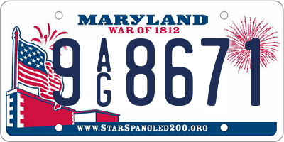 MD license plate 9AG8671