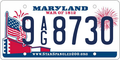 MD license plate 9AG8730