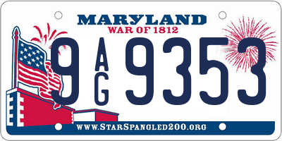 MD license plate 9AG9353