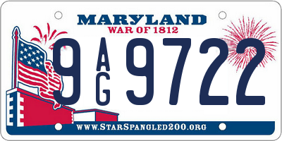 MD license plate 9AG9722