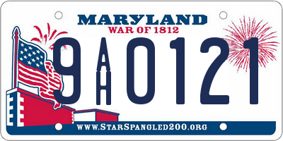 MD license plate 9AH0121
