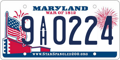 MD license plate 9AH0224