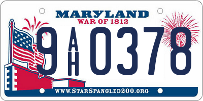 MD license plate 9AH0378