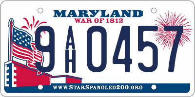 MD license plate 9AH0457