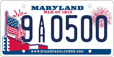 MD license plate 9AH0500