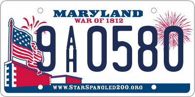 MD license plate 9AH0580