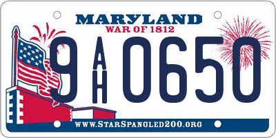 MD license plate 9AH0650