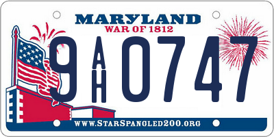 MD license plate 9AH0747