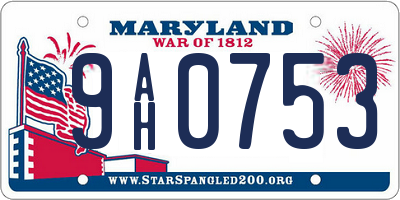 MD license plate 9AH0753