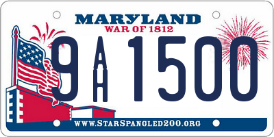 MD license plate 9AH1500