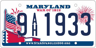 MD license plate 9AH1933
