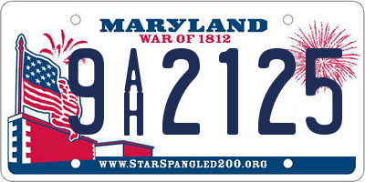 MD license plate 9AH2125
