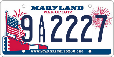 MD license plate 9AH2227