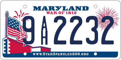 MD license plate 9AH2232