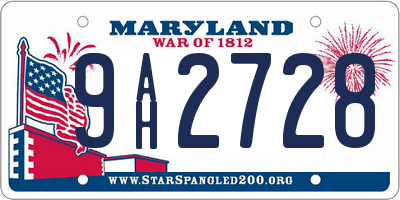 MD license plate 9AH2728