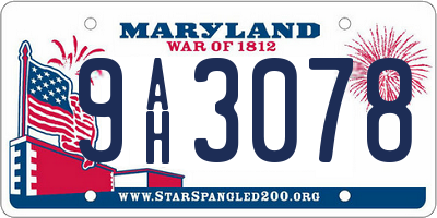 MD license plate 9AH3078