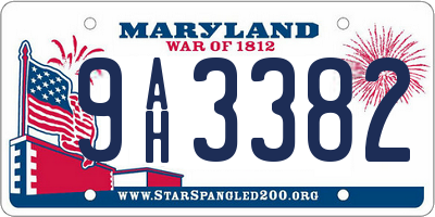 MD license plate 9AH3382