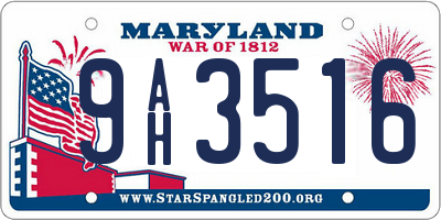 MD license plate 9AH3516
