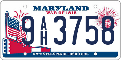 MD license plate 9AH3758