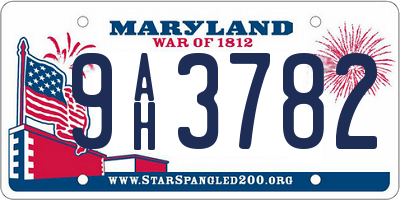 MD license plate 9AH3782