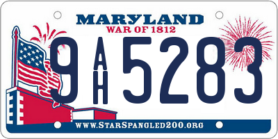 MD license plate 9AH5283