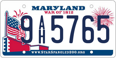 MD license plate 9AH5765