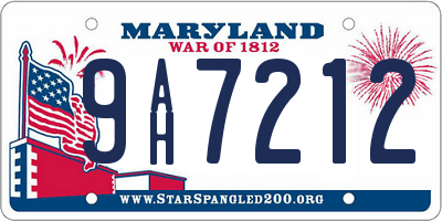 MD license plate 9AH7212