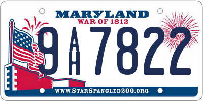 MD license plate 9AH7822