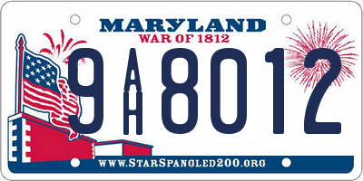 MD license plate 9AH8012