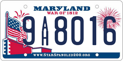 MD license plate 9AH8016