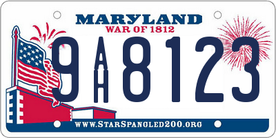 MD license plate 9AH8123