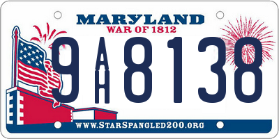 MD license plate 9AH8138