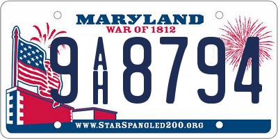 MD license plate 9AH8794