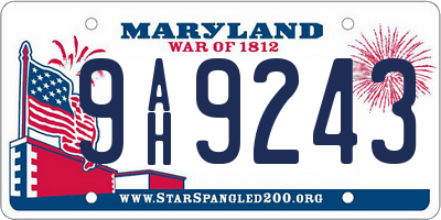 MD license plate 9AH9243