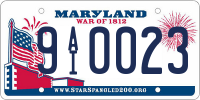 MD license plate 9AI0023